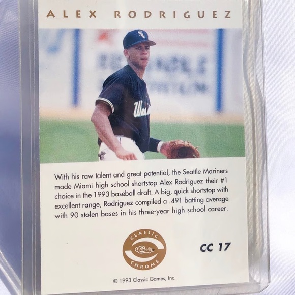 1993 Alex Rodriguez Classic Chrome Series 1 of 9750 - Picture 6 of 10